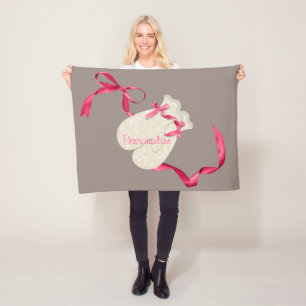 Vintage elegant winter mitten ribbon lace fleece blanket