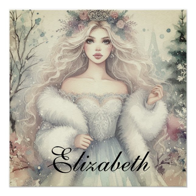 Vintage Elegant Winter Princess Fairytale  Poster (Front)