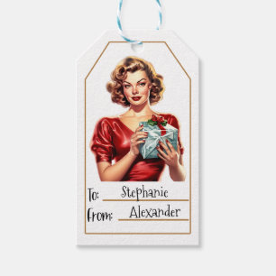 Vintage Elegant Woman Personalised To & From (7) Gift Tags