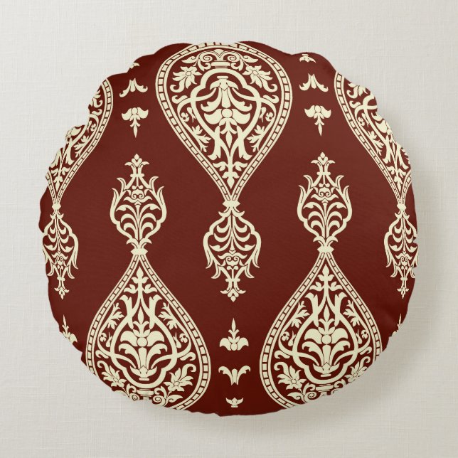 Vintage elements on a dark background round cushion (Front)