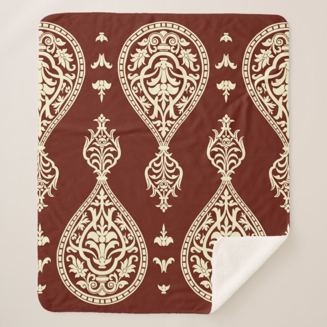 Vintage elements on a dark background sherpa blanket (Front)