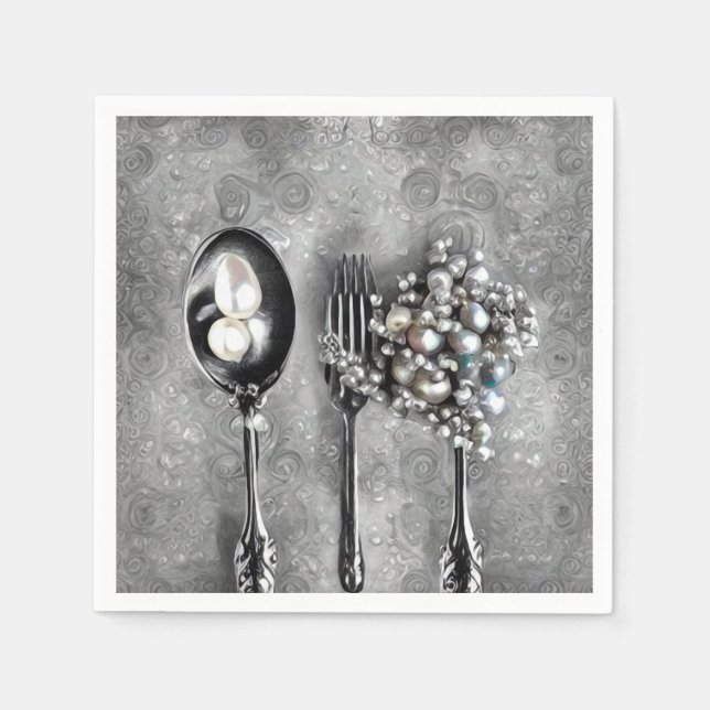 Vintage Elements & Wedding Pearls 3 Napkin (Front)