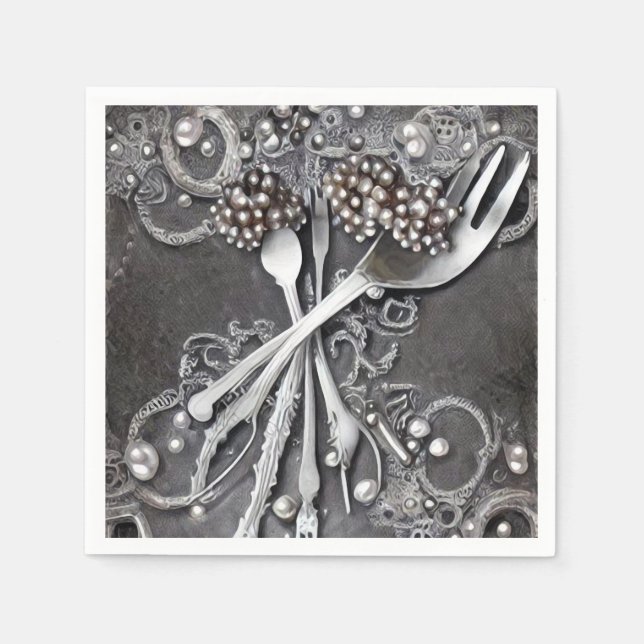 Vintage Elements & Wedding Pearls 4 Napkin (Front)
