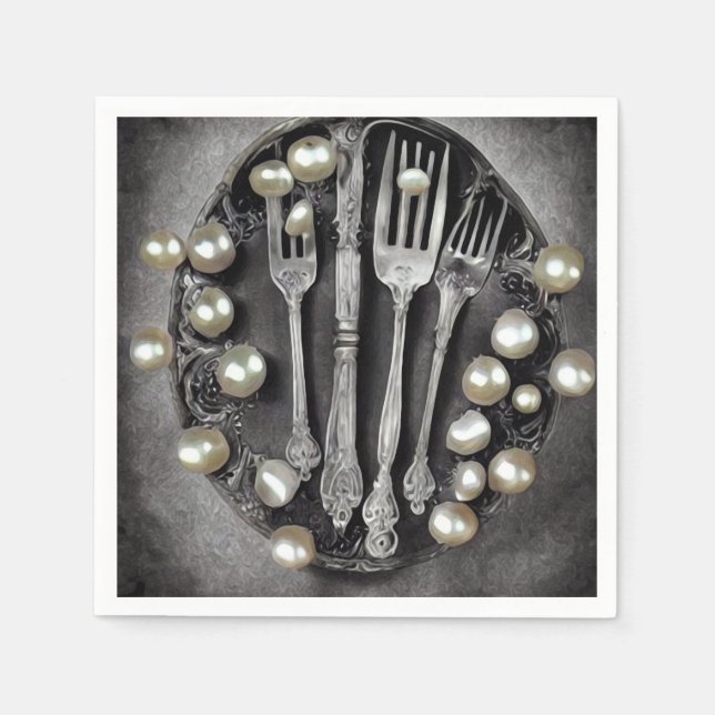 Vintage Elements & Wedding Pearls 7 Napkin (Front)