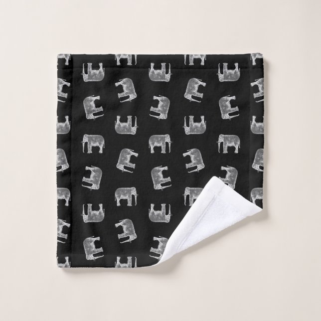 Vintage Elephant Art Design Elephants Pattern Wash Cloth (Wash Cloth)