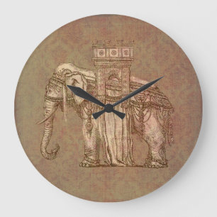 Vintage Elephant Bastille Large Clock