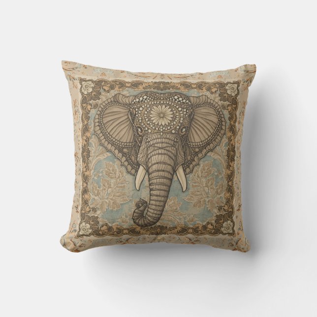 Vintage, Elephant, Classic Ornament Cushion (Front)