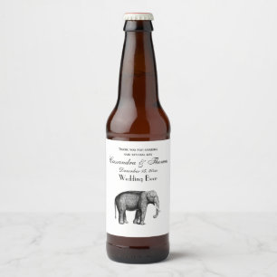 Vintage Elephant Drawing Beer Bottle Label