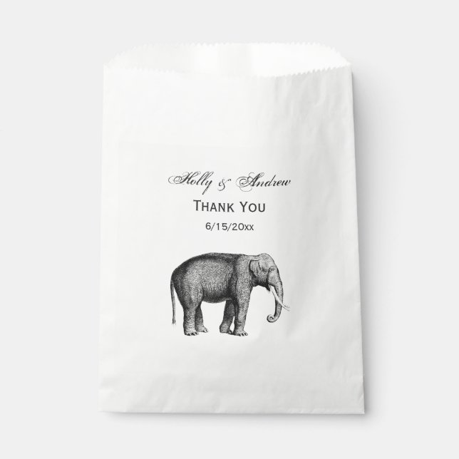Vintage Elephant Drawing Favour Bags (Front)