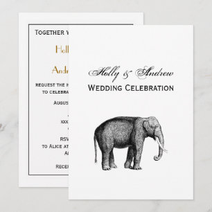 Vintage Elephant Drawing Invitation
