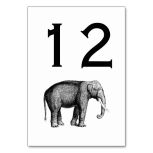Vintage Elephant Drawing Table Number