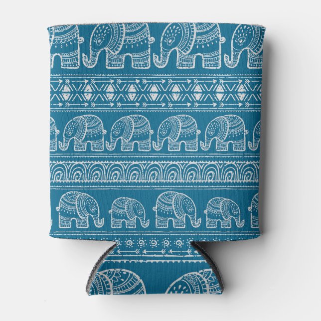 Vintage Elephant Frame Illustration Can Cooler (Front)