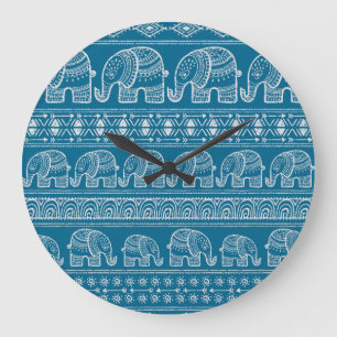 Vintage Elephant Frame Illustration Large Clock