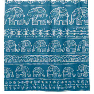 Vintage Elephant Frame Illustration Shower Curtain