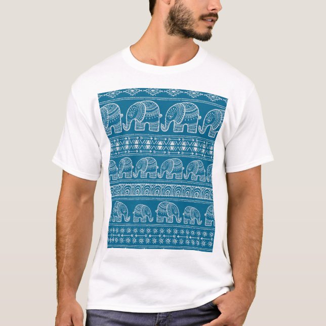 Vintage Elephant Frame Illustration T-Shirt (Front)