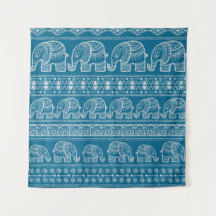 Vintage Elephant Frame Illustration Tapestry