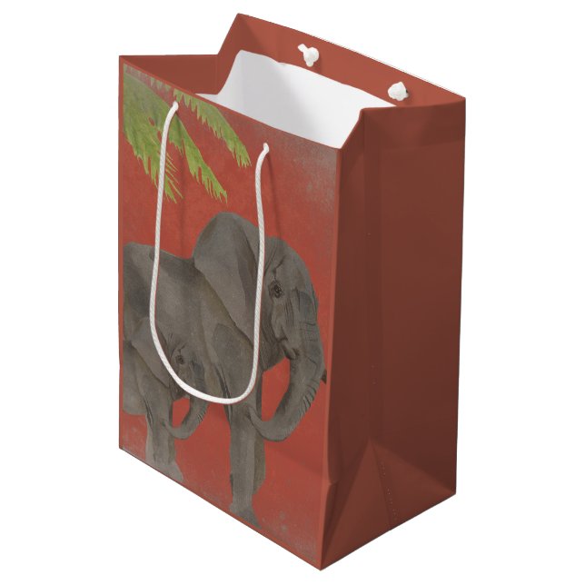 Vintage Elephant Jungle Animal Medium Gift Bag (Front Angled)