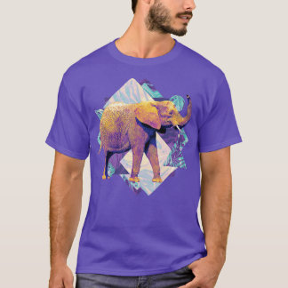 Vintage Elephant On Geometric Shapes T-Shirt