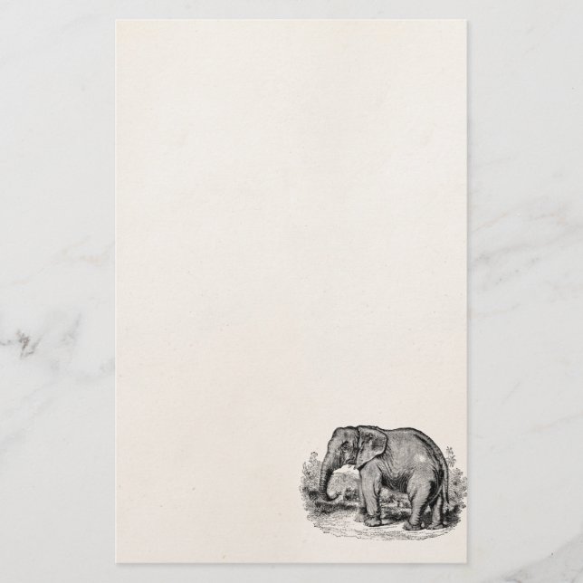 Vintage Elephant Personalised Elephants Animals Stationery (Front)