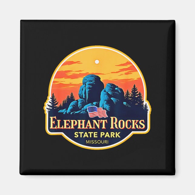 Vintage Elephant Rocks State Park, Missouri Nature Magnet (Front)