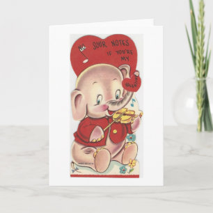 Vintage Elephant Valentine Holiday Card