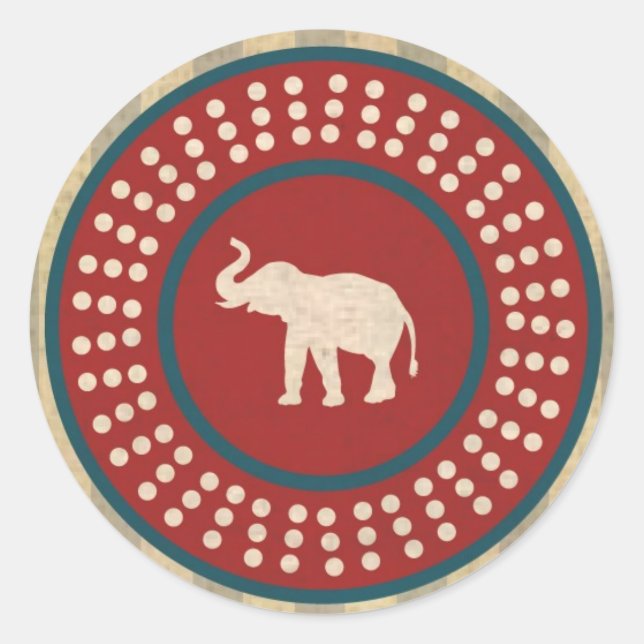 Vintage Elephant - Van Classic Round Sticker (Front)