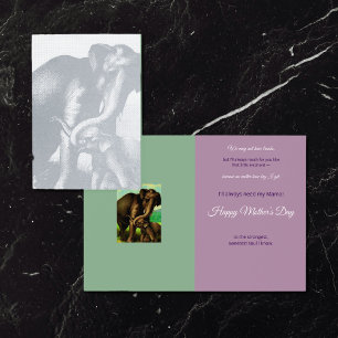 Vintage elephants for Mother;s Day Foil Card