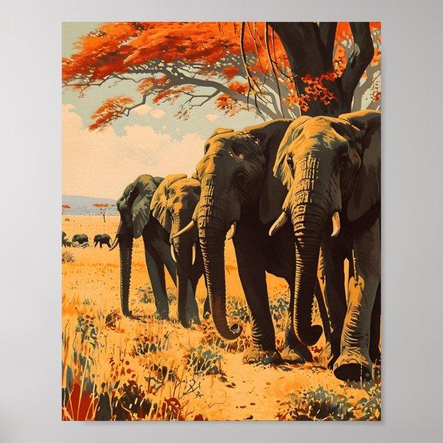 Vintage Elephants Poster (Front)