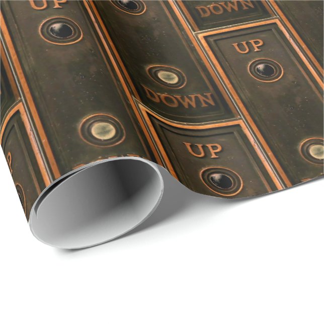 Vintage elevator button plate metal brass antique wrapping paper (Roll Corner)