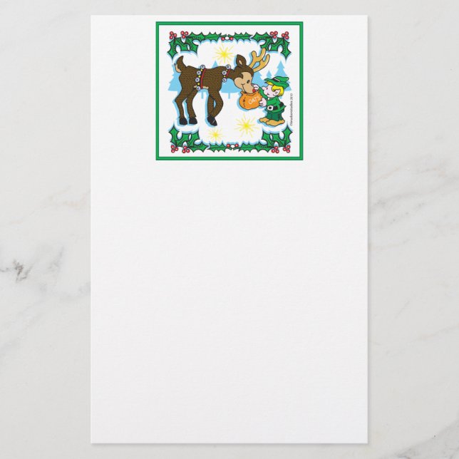 Vintage Elf and Reindeer Stationery (Front)