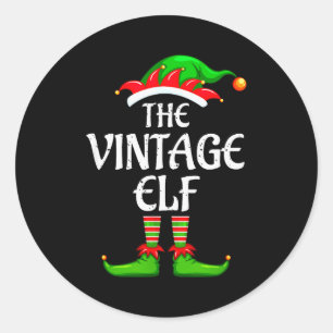 Vintage Elf Matching Family Group Christmas Party  Classic Round Sticker