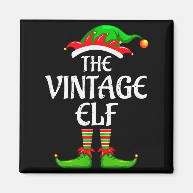 Vintage Elf Matching Family Group Christmas Party  Magnet (Front)
