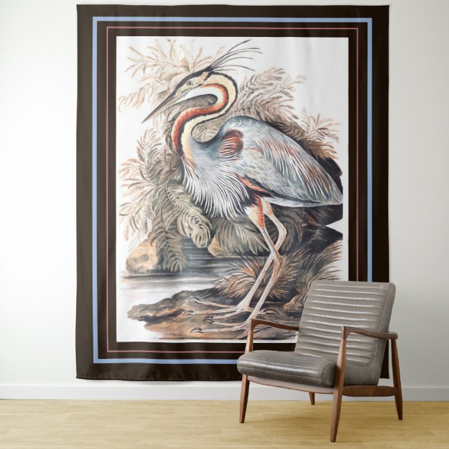 Vintage Elizabeth Gwillim Purple Heron    Tapestry (In Situ)