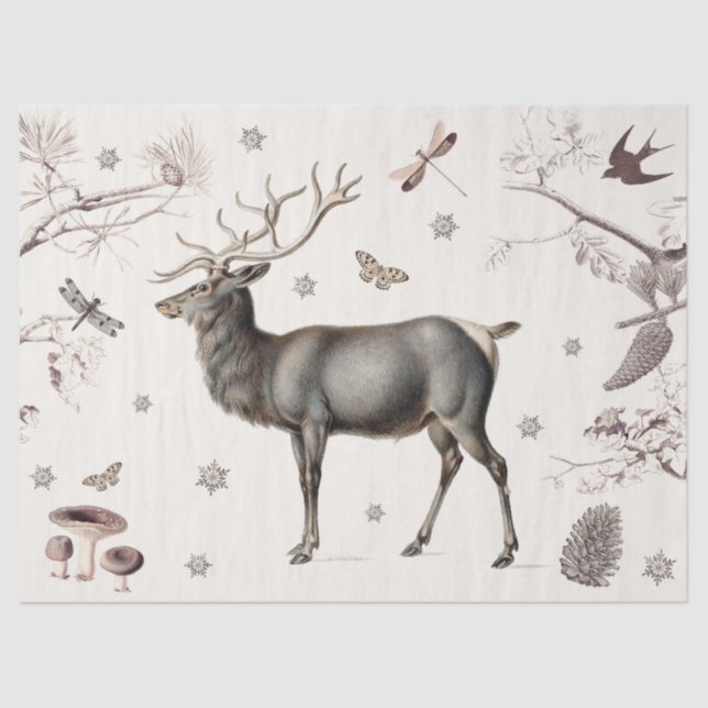Vintage Elk Decoupage Tissue Paper (Front)