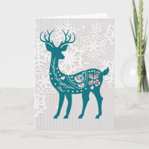 Vintage Elk Deer Personalised Custom Holiday Card