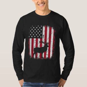 Vintage Elk USA American Flag 4th Of July Patrioti T-Shirt