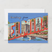 Vintage Elmira New York Greeting Postcard