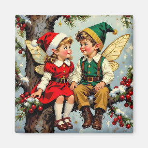 Vintage Elven Fairy Children Christmas  Magnet