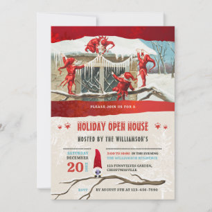 Vintage Elves Holiday Open House Invitation