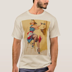 Vintage Elvgren Telephone Pin-up Girl Retro T-Shirt