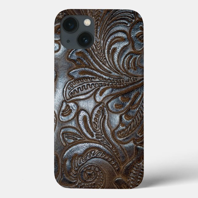 Vintage Embossed Brown Leather Case-Mate iPhone Case (Back)