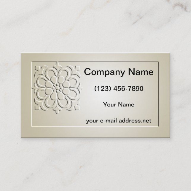 Vintage Embossed Floral Mandala Business Card (Front)