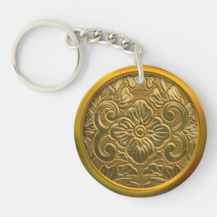Vintage Embossed Gold Key Ring