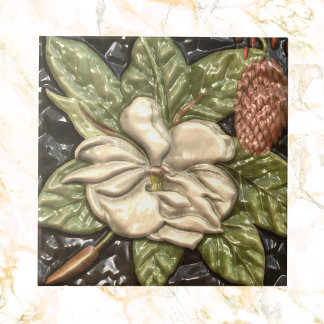 Vintage Embossed Look Magnolia Blossom Tile