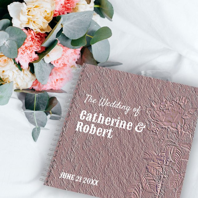 Vintage Embossed Rose Gold Foil Wedding Guest Book (Creator Uploaded)