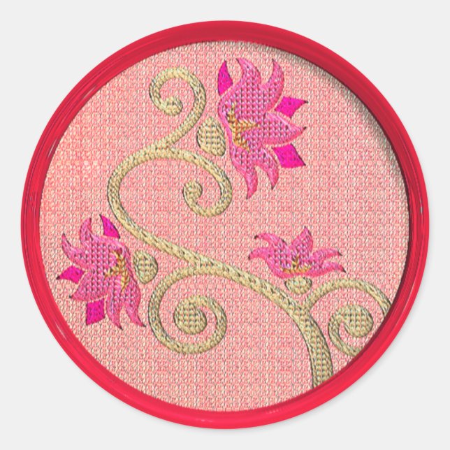 Vintage embroidered flower sewing button sticker (Front)