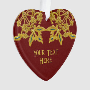 Vintage Embroidered Look Gold Thread customised Or Ornament