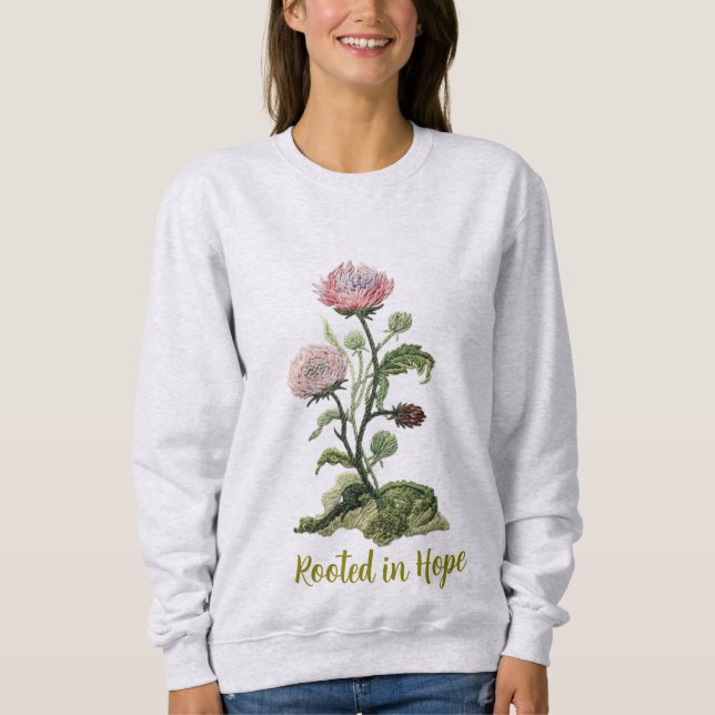 Vintage Embroidered Wildflower Design  Sweatshirt (Front)