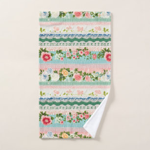 Vintage Embroidery Lace Effect Bath Towel Set