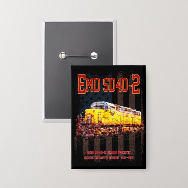 Vintage EMD SD40-2 Diesel Locomotive American flag (Front/Back)